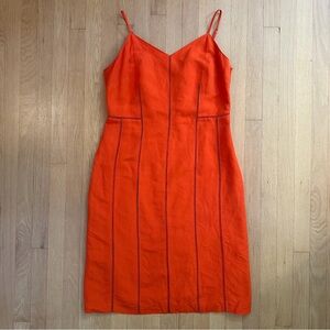 Banana Republic - A-line Linen Blend Strappy Dress, Geo Red